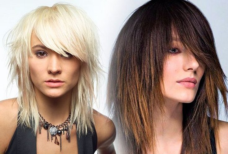 (+165 photos) Haircut double cascade for dark hair of medium length