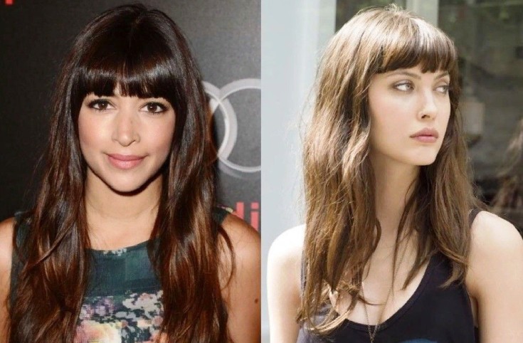 (+150 photo) Cascade haircut for long hair with bangs