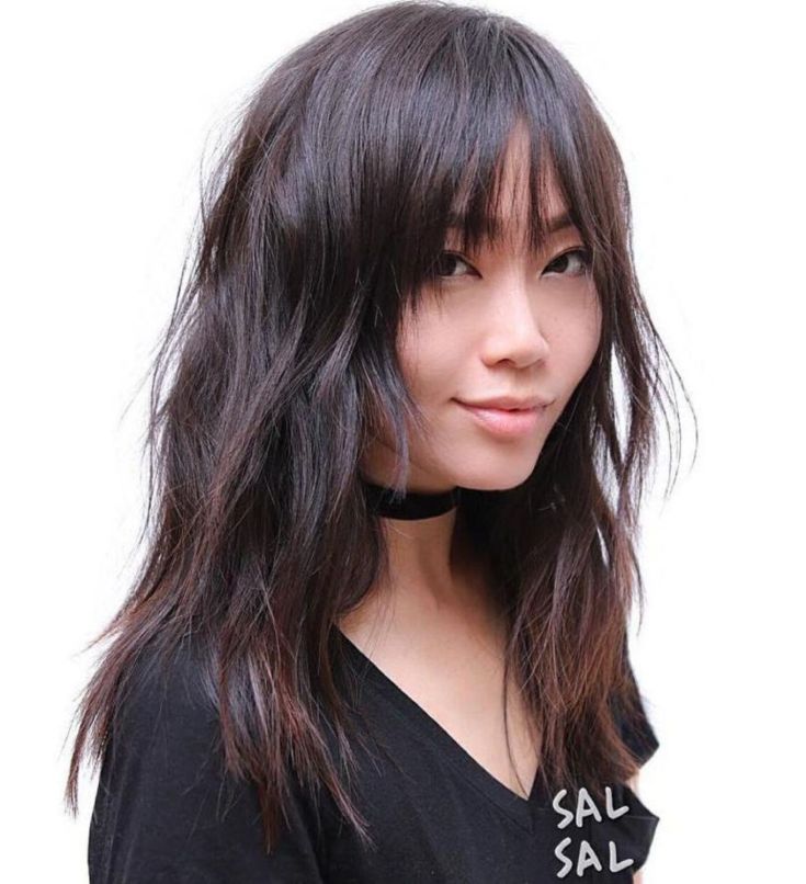 (+165 photos) Women's haircut cascade with bangs