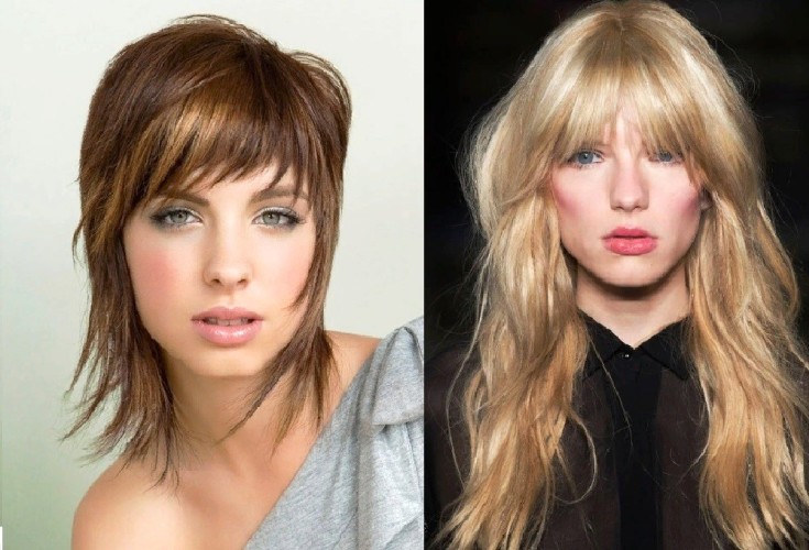 (+150 photo) Cascade haircut for long hair with bangs