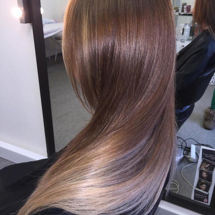 (+110 photo) Balayage on straight hair