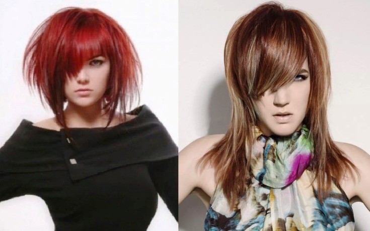 (+150 photo) Cascade haircut for long hair with bangs