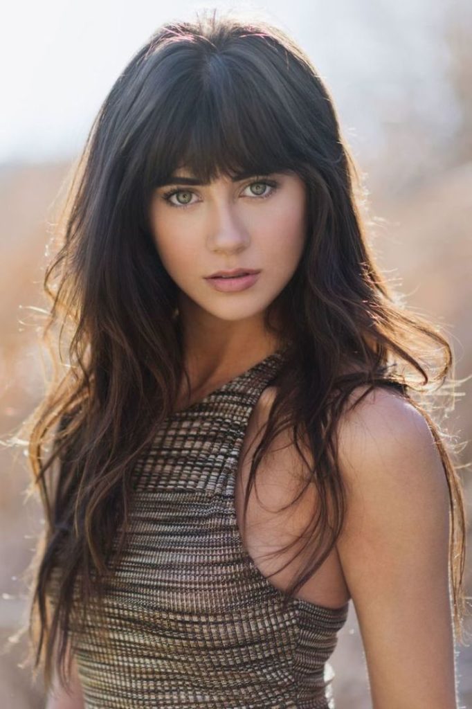 (+150 photo) Cascade haircut for long hair with bangs