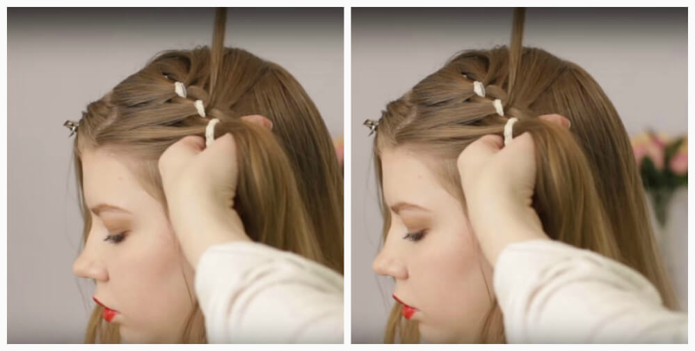 Openwork braid with ribbon step by step