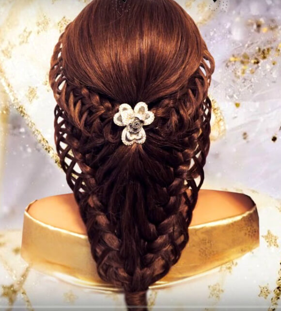 Openwork braids for long hair