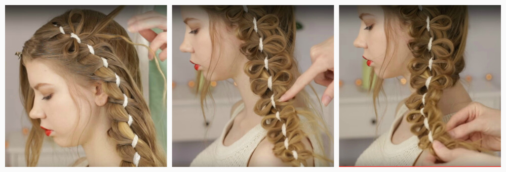 Openwork braid with ribbon step by step