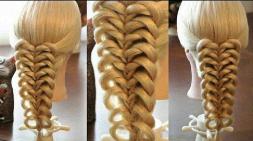 Openwork braids for long hair