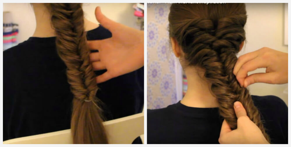 Braid fishtail from rubber bands step by step