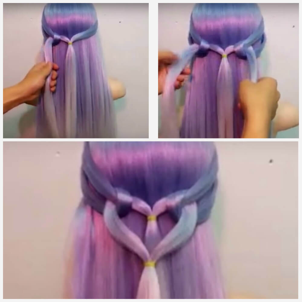 Braid with gum hearts step by step