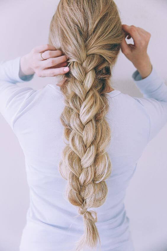 Lush four-strand braid for long hair