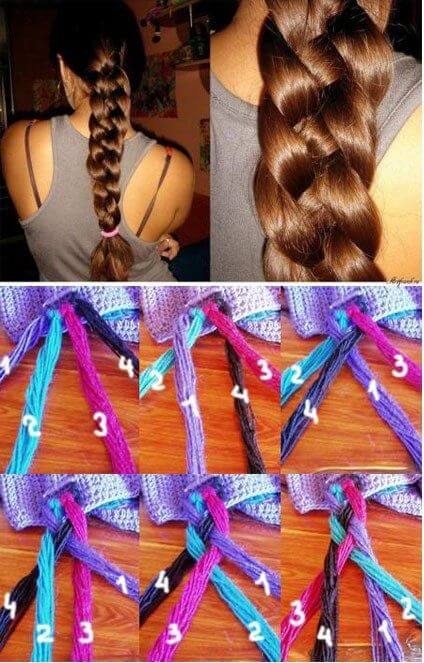 Lush four-strand braid for long hair