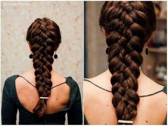 Lush braid of five strands for long hair