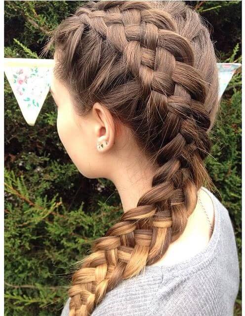 Lush braid of five strands for long hair