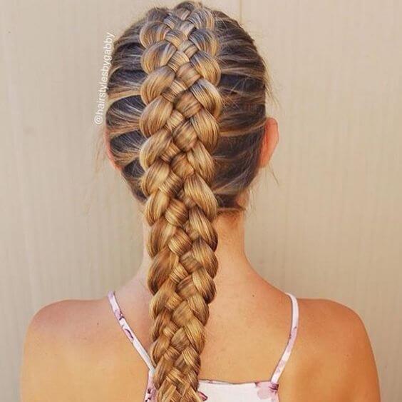 Lush braid of five strands for long hair