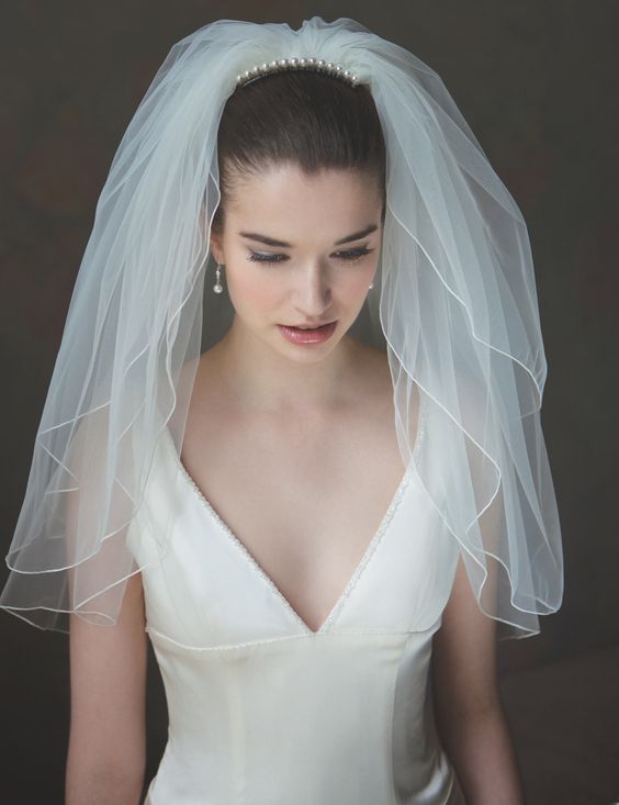 Wedding hairstyles for medium hair with a lush veil