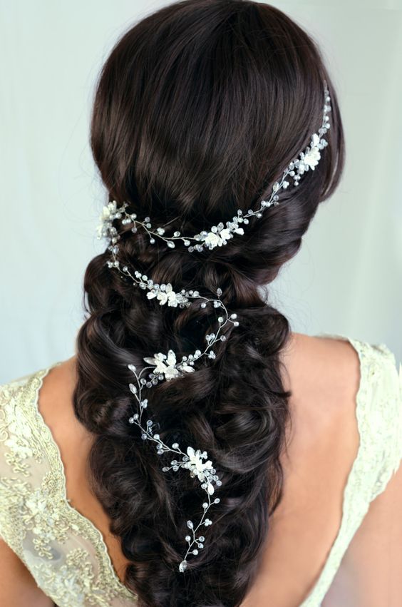 Wedding hairstyles with a long tiara