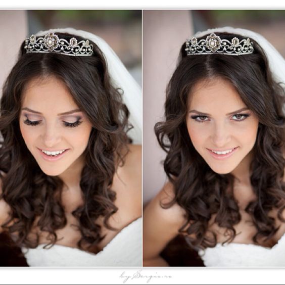 Wedding hairstyles with veil and tiara