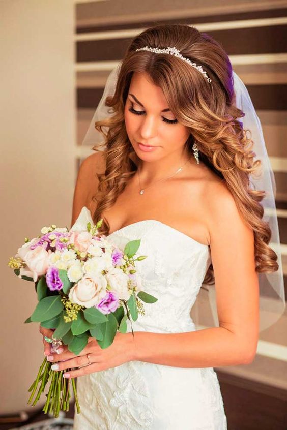 Wedding hairstyles with a tiara for long hair