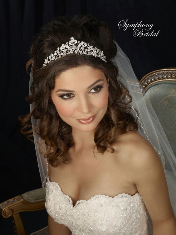 Wedding hairstyles with a tiara for medium length hair