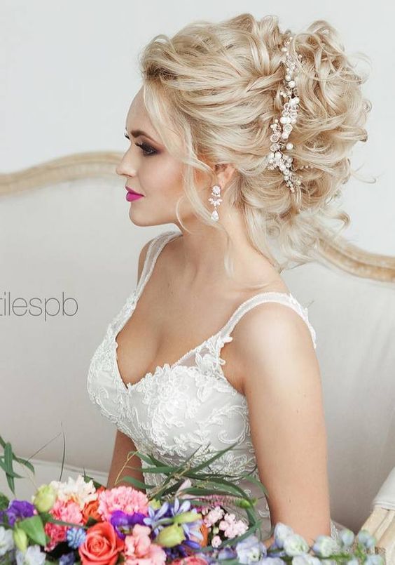 Wedding hairstyles with a tiara on the back