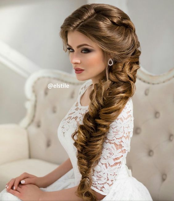 Wedding hairstyle fishtail