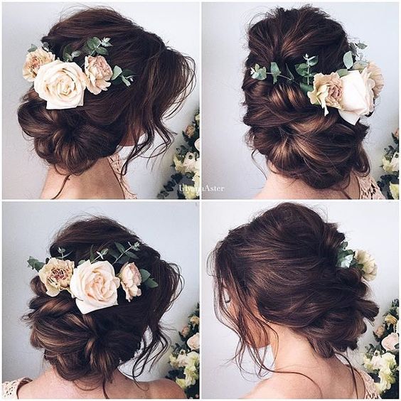 Hairstyle for a wedding with a chignon