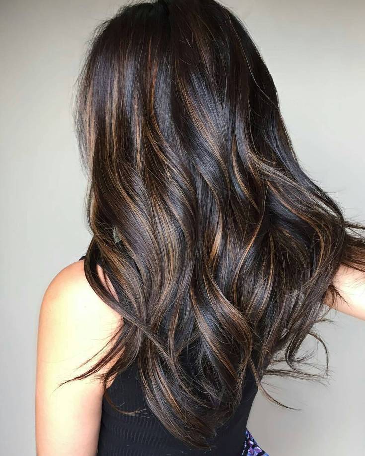 Californian highlights on dark hair