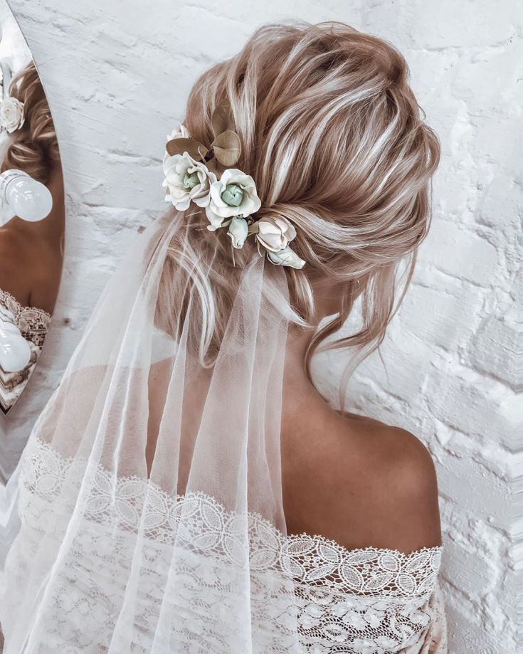 Wedding hairstyles with a veil for short hair