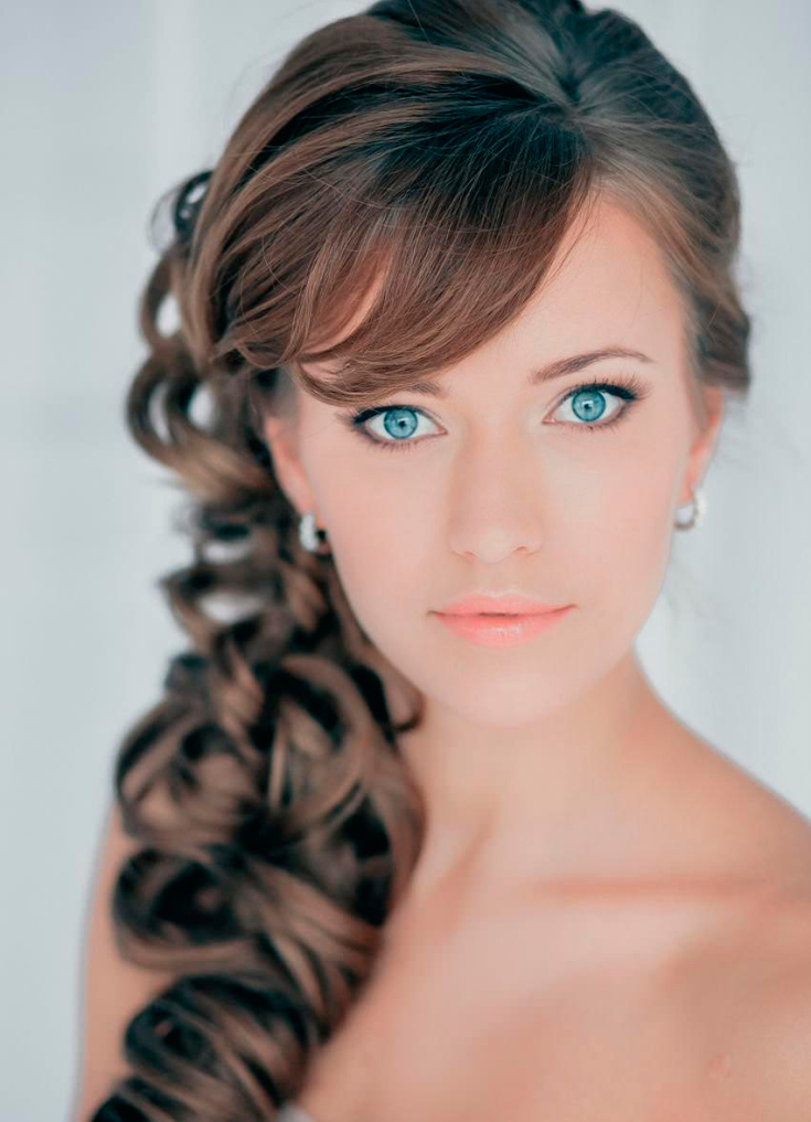 (+210 photos) Wedding hairstyles with bangs