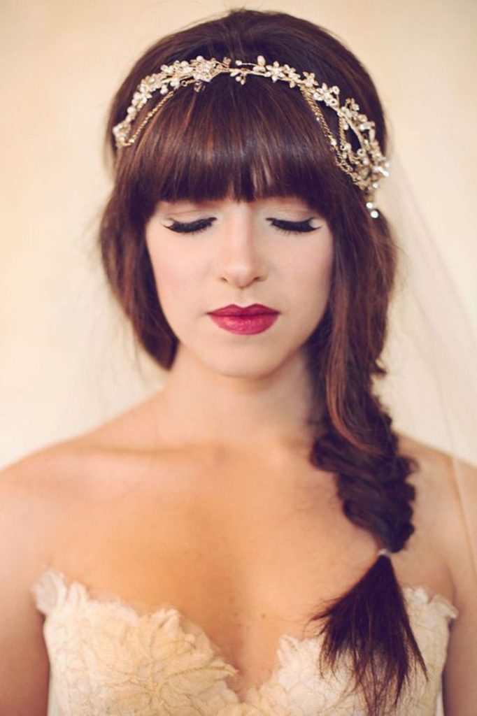 (+210 photos) Wedding hairstyles with bangs