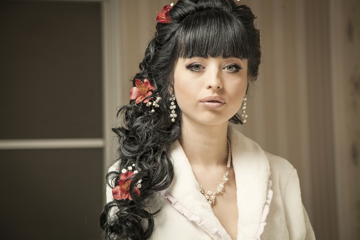 (+210 photos) Wedding hairstyles with bangs