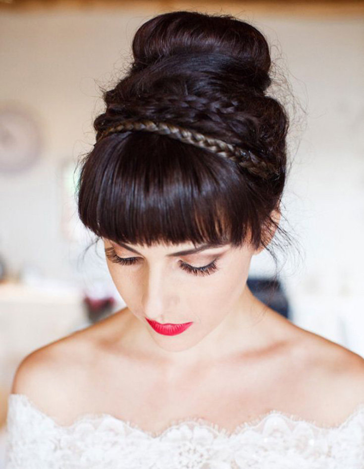 (+210 photos) Wedding hairstyles with bangs