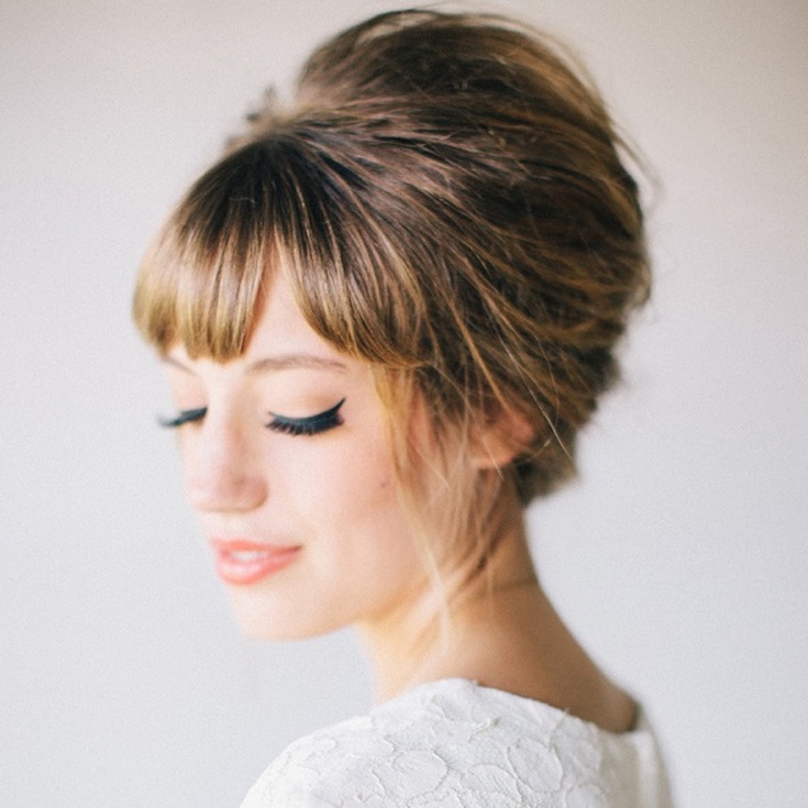 (+210 photos) Wedding hairstyles with bangs