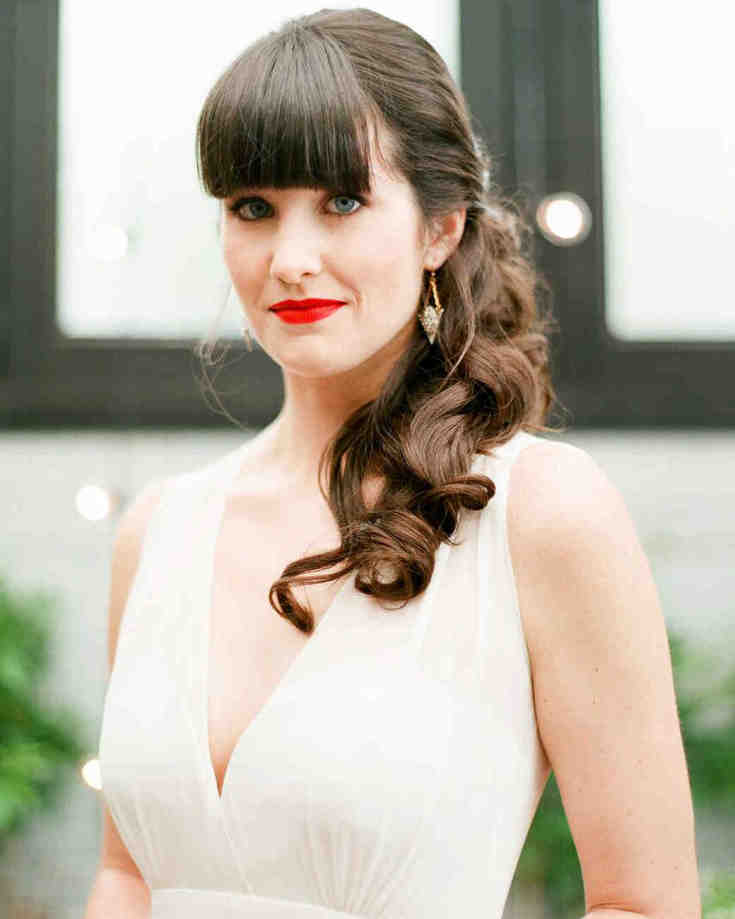 (+210 photos) Wedding hairstyles with bangs