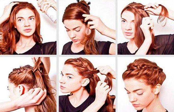 (+165 photos) Pigtail headband with loose hair (step by step photo instructions)