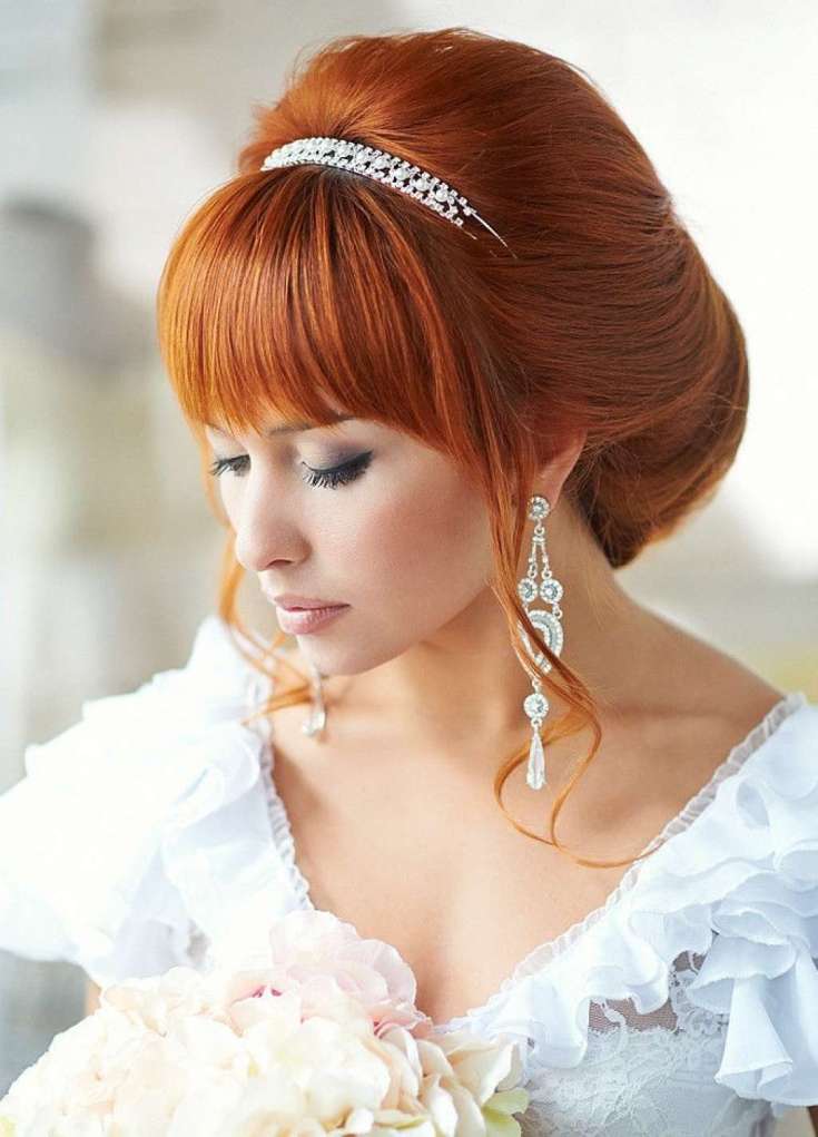 (+210 photos) Wedding hairstyles with bangs