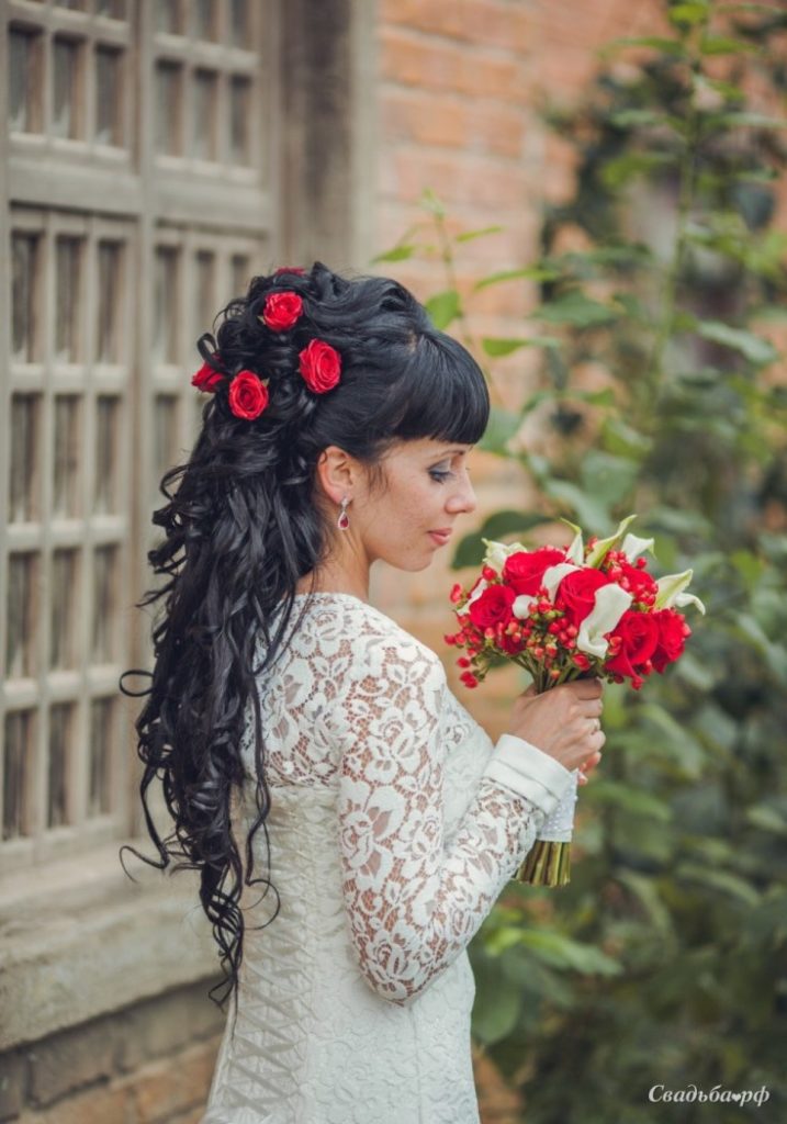 (+210 photos) Wedding hairstyles with bangs