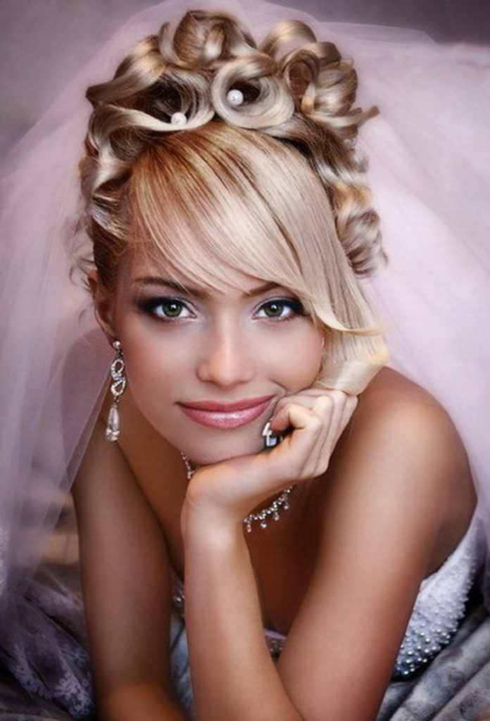 (+210 photos) Wedding hairstyles with bangs