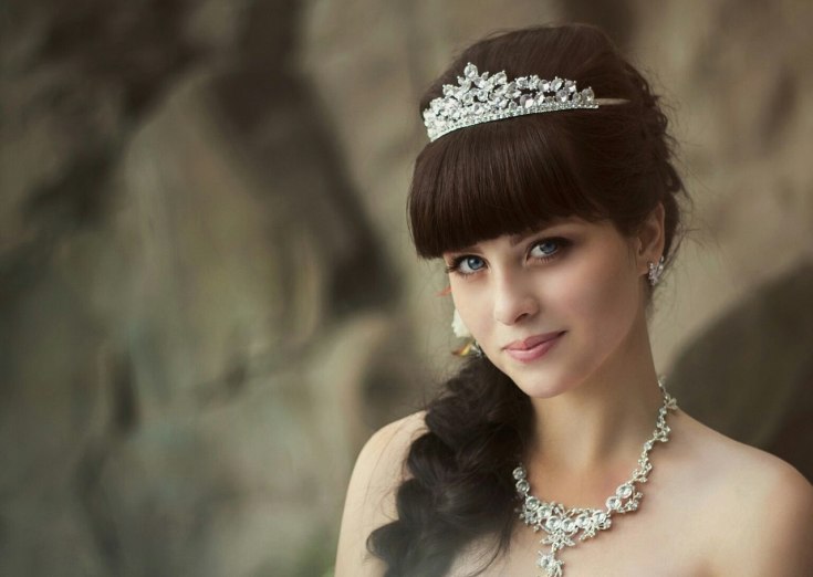 (+210 photos) Wedding hairstyles with bangs