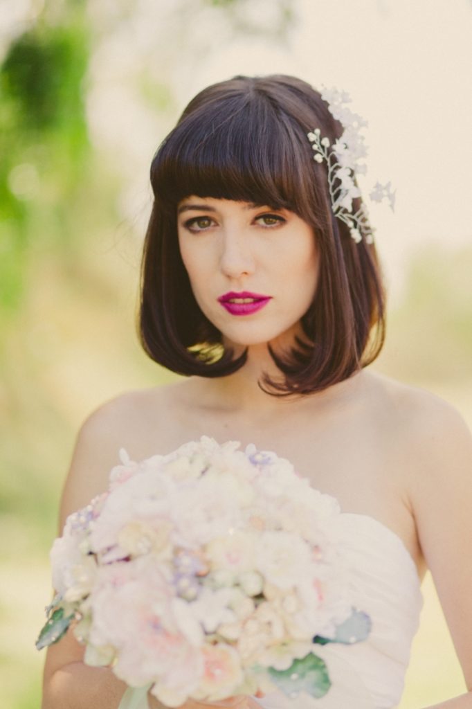 (+210 photos) Wedding hairstyles with bangs