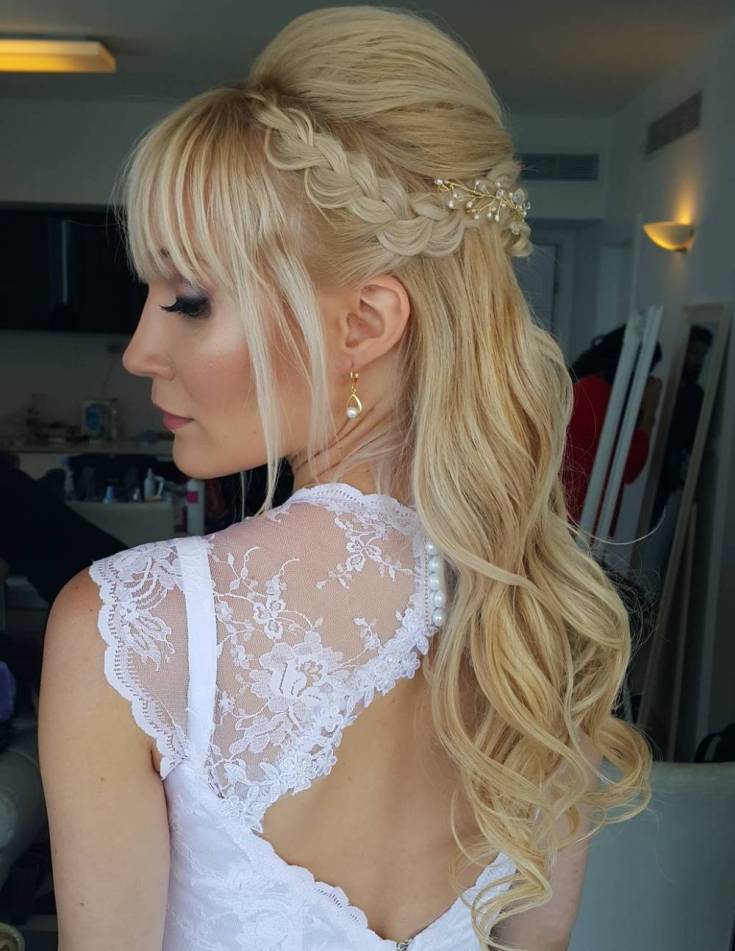 (+210 photos) Wedding hairstyles with bangs