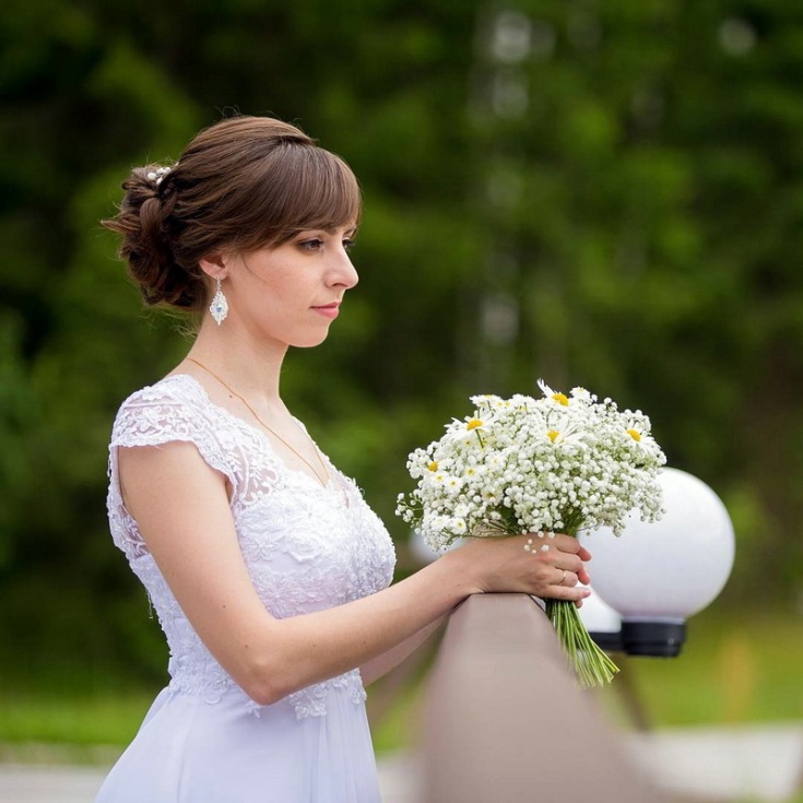 (+210 photos) Wedding hairstyles with bangs