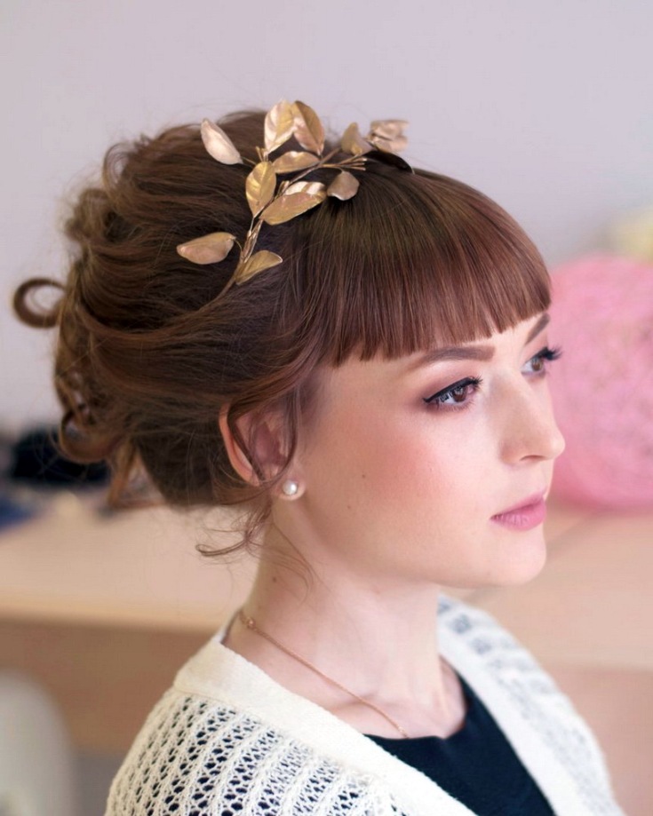 (+210 photos) Wedding hairstyles with bangs