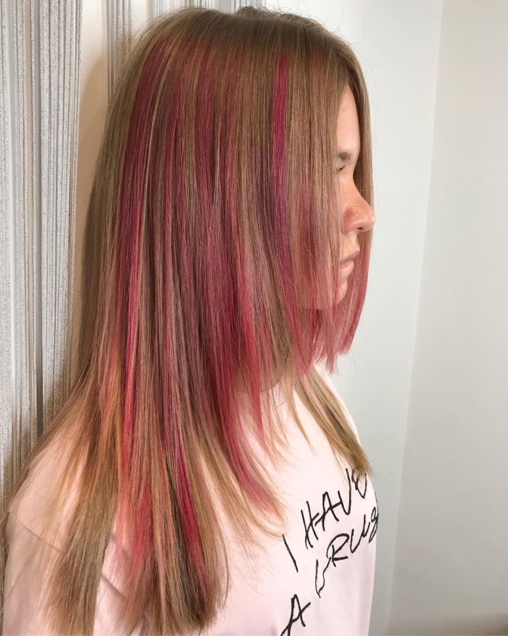 Pink blonde hair color