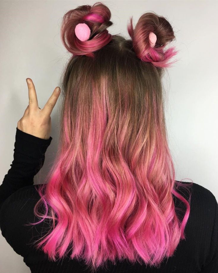 (+135 photo) Dye the child's hair pink