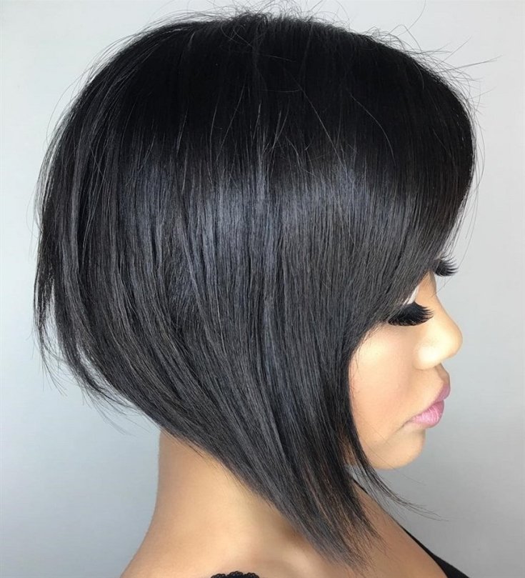 (+180 photos) Black hair color for short hair