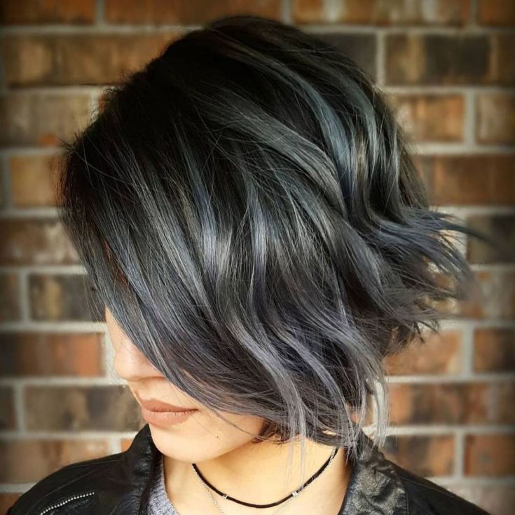 (+180 photos) Black hair color for short hair