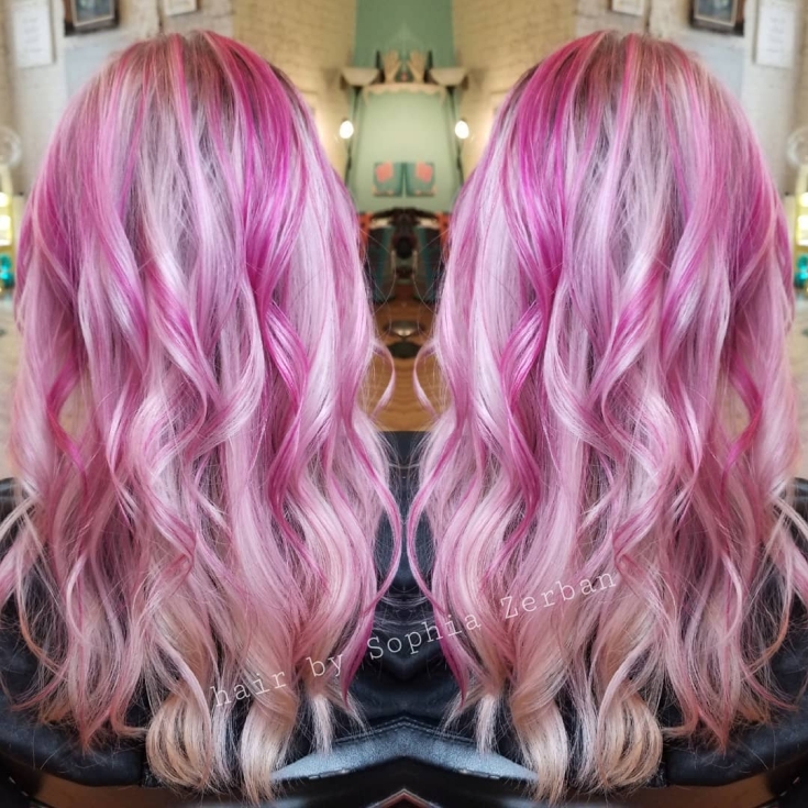 Hair color pink blond