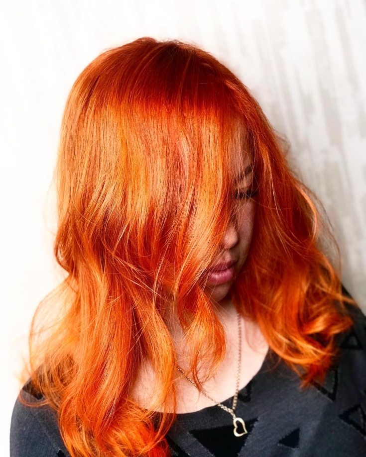 Copper-red hair color