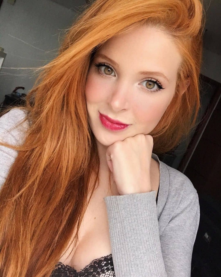 Red hair color with brown eyes